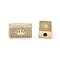 Brass Micro Pave Clear Cubic Zirconia Beads, Cadmium Free & Nickel Free & Lead Free, Rectangle with Crown, Real 18K Gold Plated, 7.5x13x5mm, Hole: 2mm