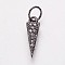 Brass Micro Pave Cubic Zirconia Charms, Triangle, Clear, Gunmetal, 13.5x4x2mm, Hole: 3.5mm