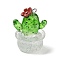 Transparent Resin Plant Pendants, Potted Cactus Charms with Platinum Tone Iron Loops, Green, 33x25x23mm, Hole: 2mm