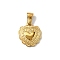 304 Stainless Steel Pendants, Ion Plating(IP), Heart Charm, Real 18K Gold Plated, 16x14x2.5mm, Hole: 5.5x2.5mm