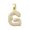 Brass Micro Pave Cubic Zirconia Pendants, Letter, Real 18K Gold Plated, Letter G, 19x14x2.5mm, Hole: 4.8x2.9mm