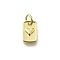 Brass Pendants, Rectangle with Heart Charms, Long-Lasting Plated, Lead Free & Cadmium Free, Rack Plating, with Jump Ring, Real 18K Gold Plated, 9.5x6.5x1.5mm, Hole: 3mm