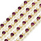 Brass Rhinestone Strass Chains, Cadmium Free & Lead Free, with ABS Plastic Imitation Pearl, Rhinestone Cup Chain, Grade A, Raw(Unplated), Fuchsia, 2x2mm, 4000pcs rhinestone/bundle, about 32.8 Feet(10m)/bundle