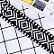 Ethnic Style Polyester Ribbon, Rhombus Pattern, Black, 1-5/8 inch(40mm)