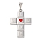 304 Stainless Steel Enamel Pendants, Cross with Word Love You Charm, Stainless Steel Color, 45x30x3.5mm, Hole: 10x4.5mm