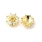 Flower Brass Clear Cubic Zirconia Bead Caps, Long-Lasting Plated, Cadmium Free & Lead Free, Rack Plating, Real 18K Gold Plated, 13.5x4mm, Hole: 2mm