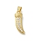 Rack Plating Brass Micro Pave Cubic Zirconia Pendants, Long-Lasting Plated, Lead Free & Cadmium Free, Knife Charms, Real 18K Gold Plated, 20.5x7x4mm, Hole: 4x3.5mm