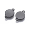 304 Stainless Steel Links connectors, Flat Round, Electrophoresis Black, 10x14.5x0.7mm, Hole: 1.2mm