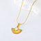 3Pcs Stainless Steel Pave Imitation Pearl Fan-Shaped Fashion Pendant Necklaces for Women, White, Golden, 15.75 inch(40cm)