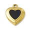 304 Stainless Steel Pendants, with Enamel, Heart, Black, 18x15x3.5mm, Hole: 1.4mm