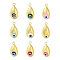Brass Enamel Pendants, Rack Plating, Long-Lasting Plated, Cadmium Free & Lead Free, Real 18K Gold Plated, Teardrop with Evil Eye Charm, Mixed Color, 23.5x12.5x16.5mm, Hole: 2mm