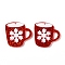 Christmas Transparent Printed Acrylic Pendants, with Sequins, Cup with Snowflake, FireBrick, 30x31x2mm, Hole: 1.4mm