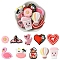10Pcs 10 Styles Valentine's Day theme Food Grade Eco-Friendly Silicone Focal Beads, Mixed Color, 18~29x30x7~9mm, Hole: 3mm