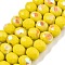 Electroplate Opaque Solid Color Glass Beads Strands, Half Rainbow Plated, Faceted, Rondelle, Yellow, 8x6mm, Hole: 1mm, about 64~65pcs/strand, 40~41cm