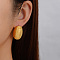 Geometric 304 Stainless Steel Stripe Oval Stud Earrings, Golden, 27.8x20.5mm