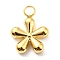 304 Stainless Steel Pendants, Flower Charm, Real 14K Gold Plated, 15.5x12x3.5mm, Hole: 2.5mm