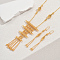 Geometric Cutout Fringe Brass Necklaces & Earrings Set for Women, Real 18K Gold Plated