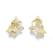 Brass Micro Pave Clear Cubic Zirconia Pendants, Rose with Bird, Real 18K Gold Plated, 19x14x4mm, Hole: 1.4mm