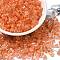 Glass Seed Beads, Transparent Lustered Glass, Square Hole, Square, Tomato, 4x4x4mm, Hole: 1.2mm, 5000pcs/pound