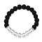 Natural Quartz Crystal Beads Stretch Bracelets, with Synthetic Lava Rock Beads and Alloy Beads, Round, Inner Diameter: 2-1/8 inch(5.5cm), Beads: 8.5mm
