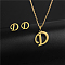 Golden Stainless Steel Initial Letter Jewelry Set, Stud Earrings & Pendant Necklaces, Letter D, No Size