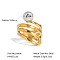 European Style Hollow Design Stainless Steel Beaded Adjustable Open Cuff Rings, Real Gold Plated & Stainless Steel Color, 26.6mm