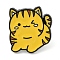 Pet Black Alloy Enamel Brooches, Yellow, Cat Shape, 26.5x23mm