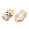 Printed Light Gold Tone Alloy Pendants,Carton Cat with Cap Charms, Gold, 22.5x14x2.5mm, Hole: 1.6mm
