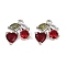 Brass Micro Pave Cubic Zirconia Pendants, Fruit Charms, Rack Plating, Long-Lasting Plated, Platinum, 12x11x4mm, Hole: 1.2mm