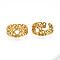 Ion Plating(IP) 304 Stainless Steel Heart Crown Open Cuff Ring for Women, Real 18K Gold Plated, US Size 6 3/4(17.1mm)