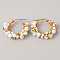 Handmade Glass Crystal Imitation Pearl Hoop Earrings, Golden, White