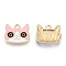Light Gold Plated Alloy Kitten Pendants, with Enamel, Cat Head Shape, Pink, 13.5x16x3mm, Hole: 2mm