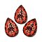 Single Face Printed Wood Big Pendants, Christmas Teardrop Charms, Red, 54x36.5x2.4mm, Hole: 2mm