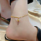Stainless Steel Charm Anklets for Women, Real 18K Gold Plated, Bell, 8.27 inch(21cm)
