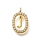 Brass Micro Pave Cubic Zirconia Pendants, Cadmium Free & Nickel Free & Lead Free, Real 18K Gold Plated, Oval with Letter Charms, Letter J, 18.5x11x3.5mm, Hole: 2x1.5mm