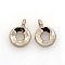 Lead Free & Nickel Free  Alloy Pendants, Long-Lasting Plated, Flat Round Charms, Light Gold, 11x7x2mm, Hole: 2mm