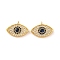 Brass Micro Pave Cubic Zirconia Pendants, Eye, Blue, Real 18K Gold Plated, 14.8x2.4mm, Hole: 1mm