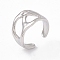 Non-Tarnish 304 Stainless Steel Wide Hollow Open Cuff Ring for Women, Stainless Steel Color, US Size 7(17.3mm)