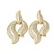 Rack Plating Brass Micro Pave Clear Cubic Zirconia Pendants, Cadmium Free & Lead Free, Leaf Charms, Real 16K Gold Plated, 44mm, Pendants: 31x24x3mm, Hole: 5x2mm