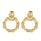 Rack Plating Polygon Brass Micro Pave Clear Cubic Zirconia Stud Earrings, Long-Lasting Plated, Lead Free & Cadmium Free, Real 18K Gold Plated, 30x25mm