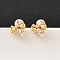 Brass Micro Pave Clear Cubic Zirconia Stud Earring, with 316 Surgical Stainless Steel Pin, Nickel Free, Real 18K Gold Plated, Bowknot, 7x8mm