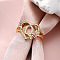 Heart with Flower Hollow Out Brass Finger Rings, Golden & Rose Gold, Letter O, Inner Diameter: 17mm