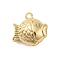 Brass Pendants, Cadmium Free & Nickel Free & Lead Free, Gold Fish Charms, Real 18K Gold Plated, 9.5x9.5x5mm, Hole: 1mm