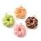 Resin Pendants, Donut Charms, with Platinum Iron Loops, , Mixed Color, 24.5~25x20.5~22x9mm, Hole: 1.8mm