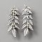 Alloy Olive Leaf Brooch Pin, Fashion Badge for Clothes Shawl, Platinum & Silver, 60x20x3mm