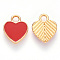 Alloy Enamel Charms, Heart, Light Gold, Red, 12x10x2mm, Hole: 2mm