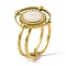304 Stainless Steel Enamel Open Cuff Rings for Women, Oval, Real 18K Gold Plated, Inner Diameter: Adjustable