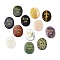 Natural Mixed Gemstone Cabochons, Oval with Engraved Word Missing You, 44~46x34~35x6.5~7.5mm