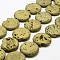 Electroplated Natural Druzy Geode Crystal Beads Strands, Flat Round, Dyed, Golden Plated, 30x7~8mm, Hole: 2mm, about 7pcs/strand, 8.26 inch(21cm)