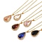 Brass Micro Pave Cubic Zirconia Pendant Necklaces,  Glass Jewelry for Women, 201 Stainless Steel Cable Chain Necklaces, Teardrop, Mixed Color, 15.75 inch(40cm)